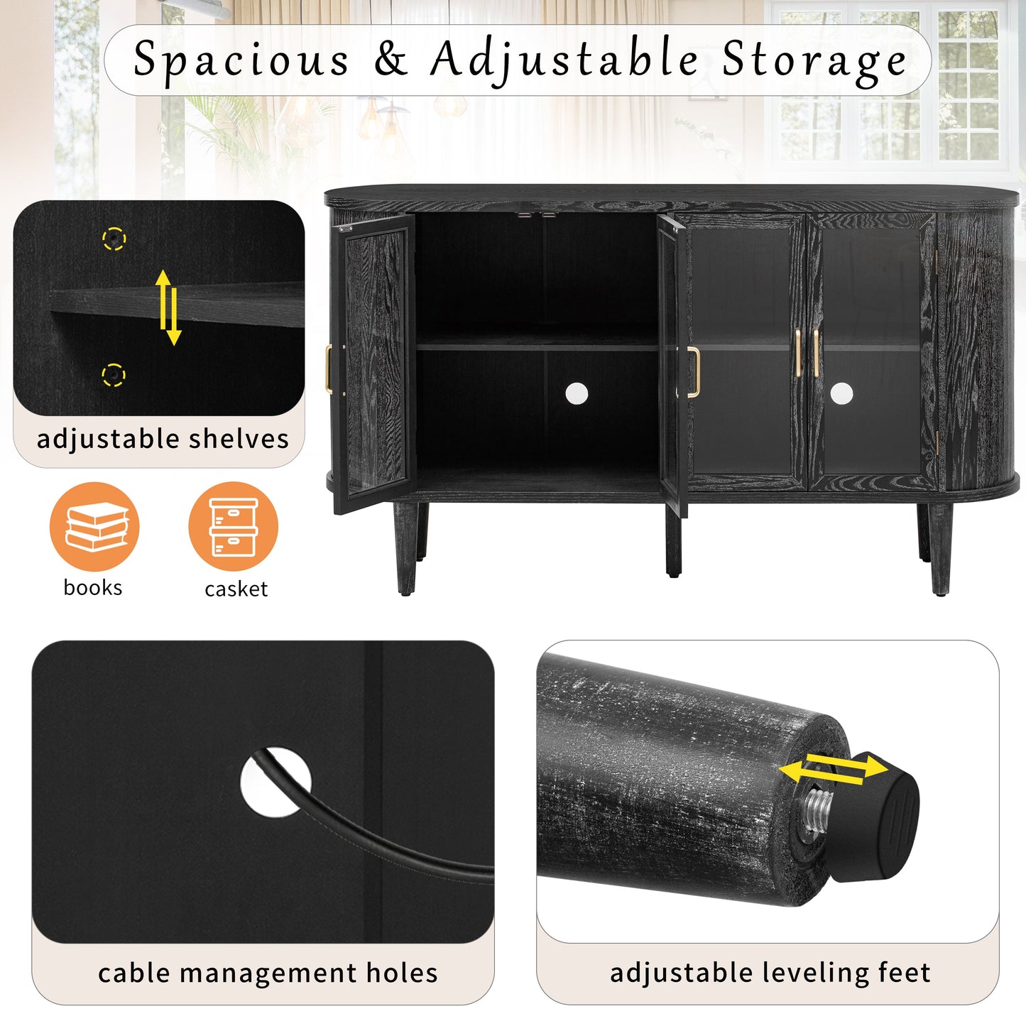 Farmhouse Sideboard Cabinet with Storage