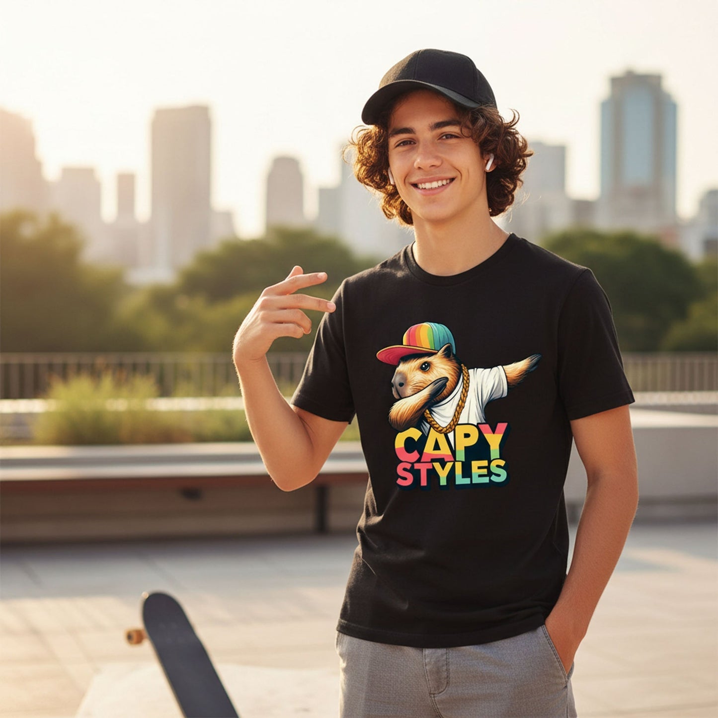 Capy Styles Graphic T-Shirt 100% Ring Spun Cotton Streetwear Tee