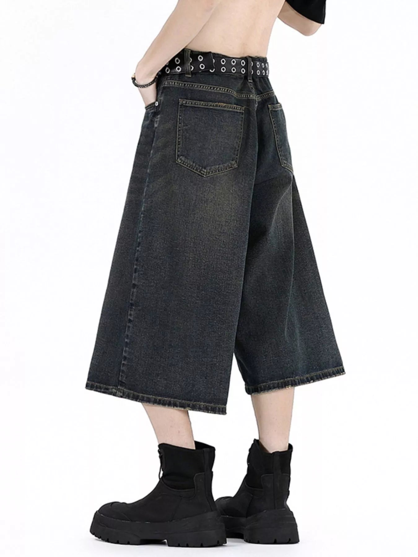 Men's Plus Size Wide Leg Cropped Jeans