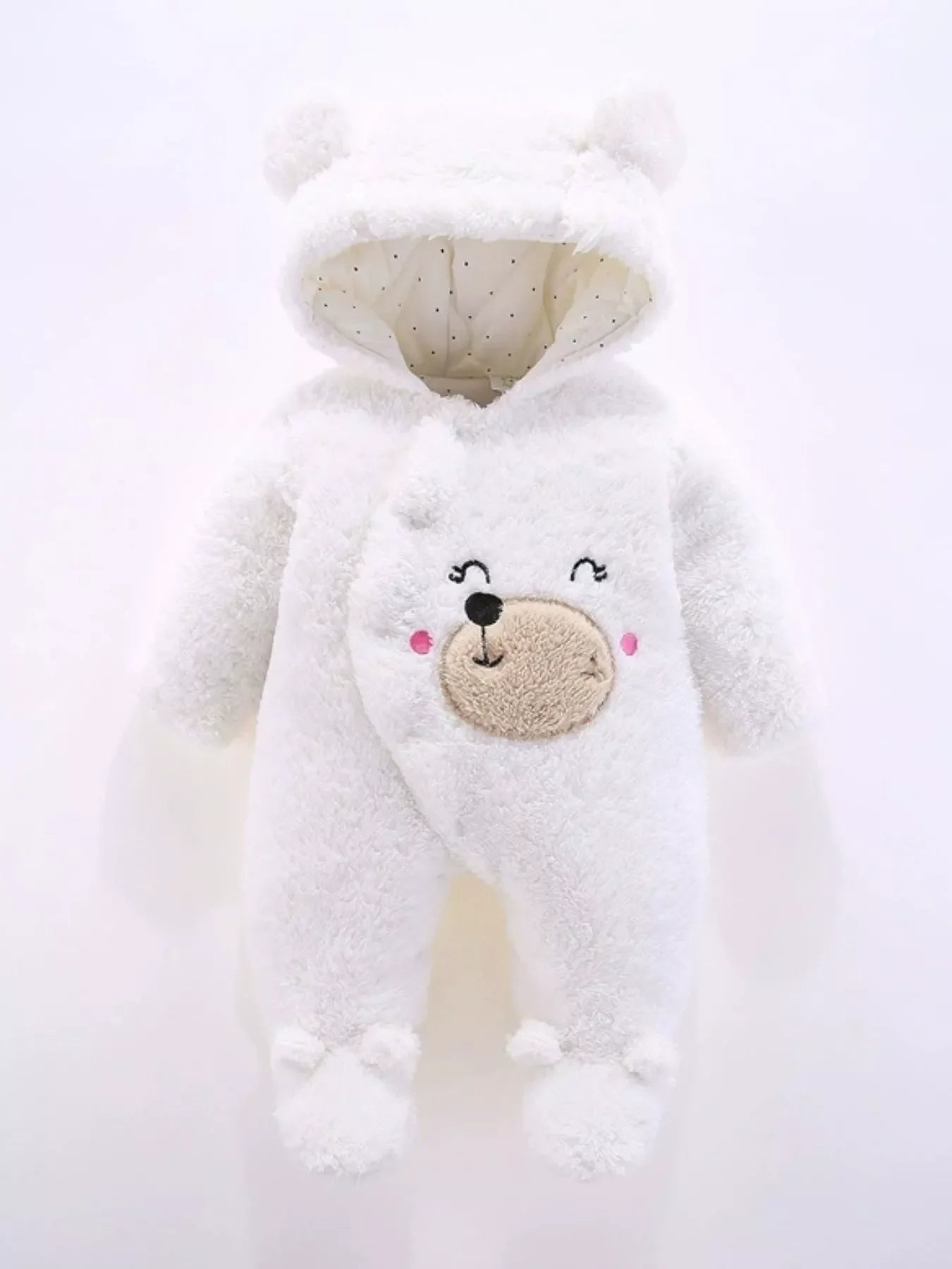 Children's Cute Bear Hooded Fleece One-Piece
