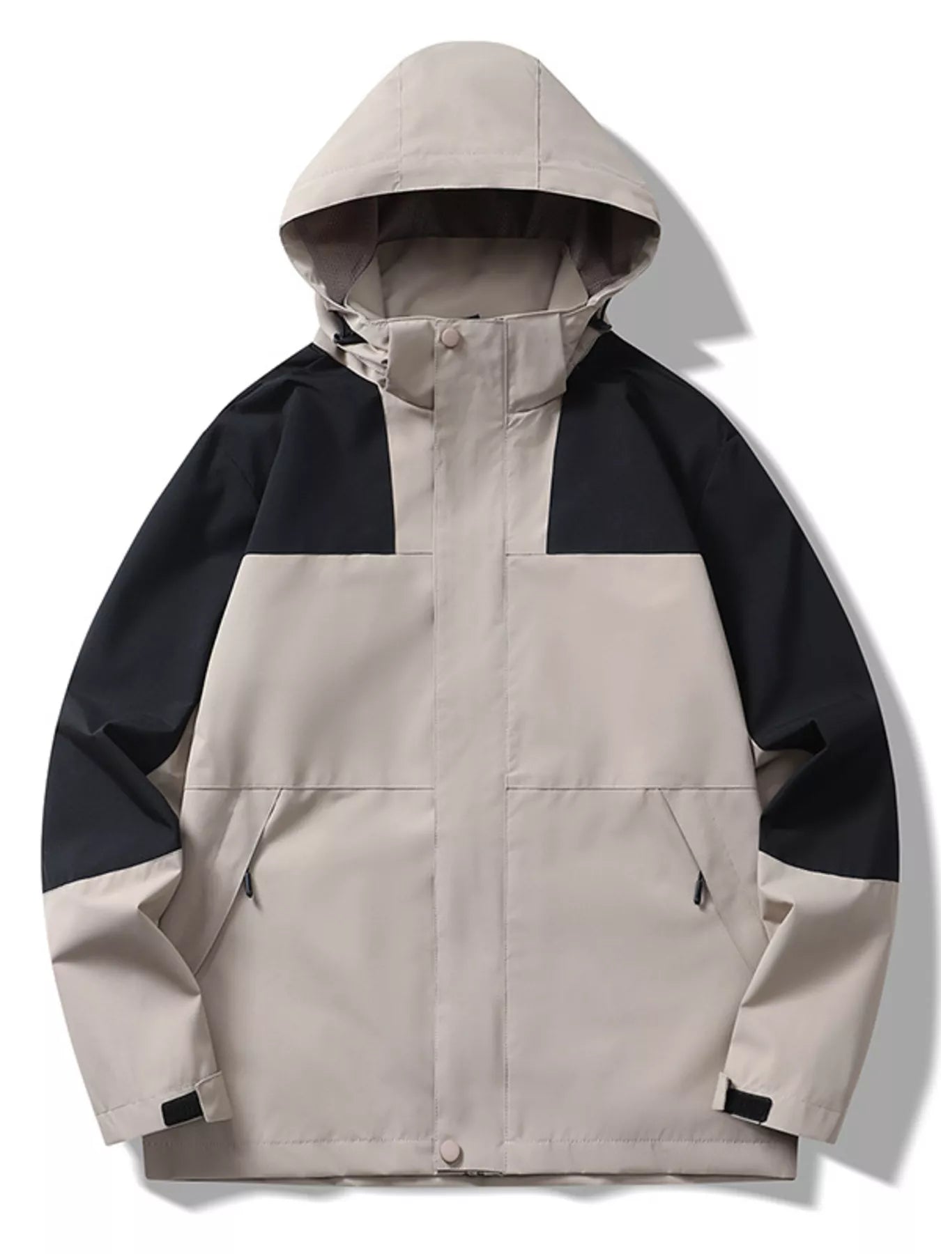 Men's Full Size Two-Tone Hooded Windproof Outdoor Jacket Plus Size