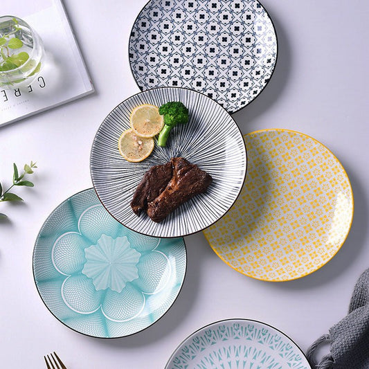 8-Inch Porcelain Shallow Dish – Elegant Round Dinner Plate Collection