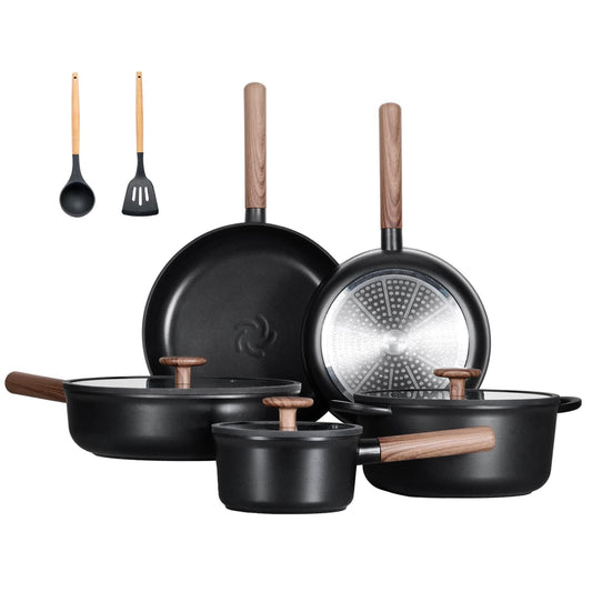 14 pc Healthy Ceramic Cookware Pots and Pans Set – Non-Toxic