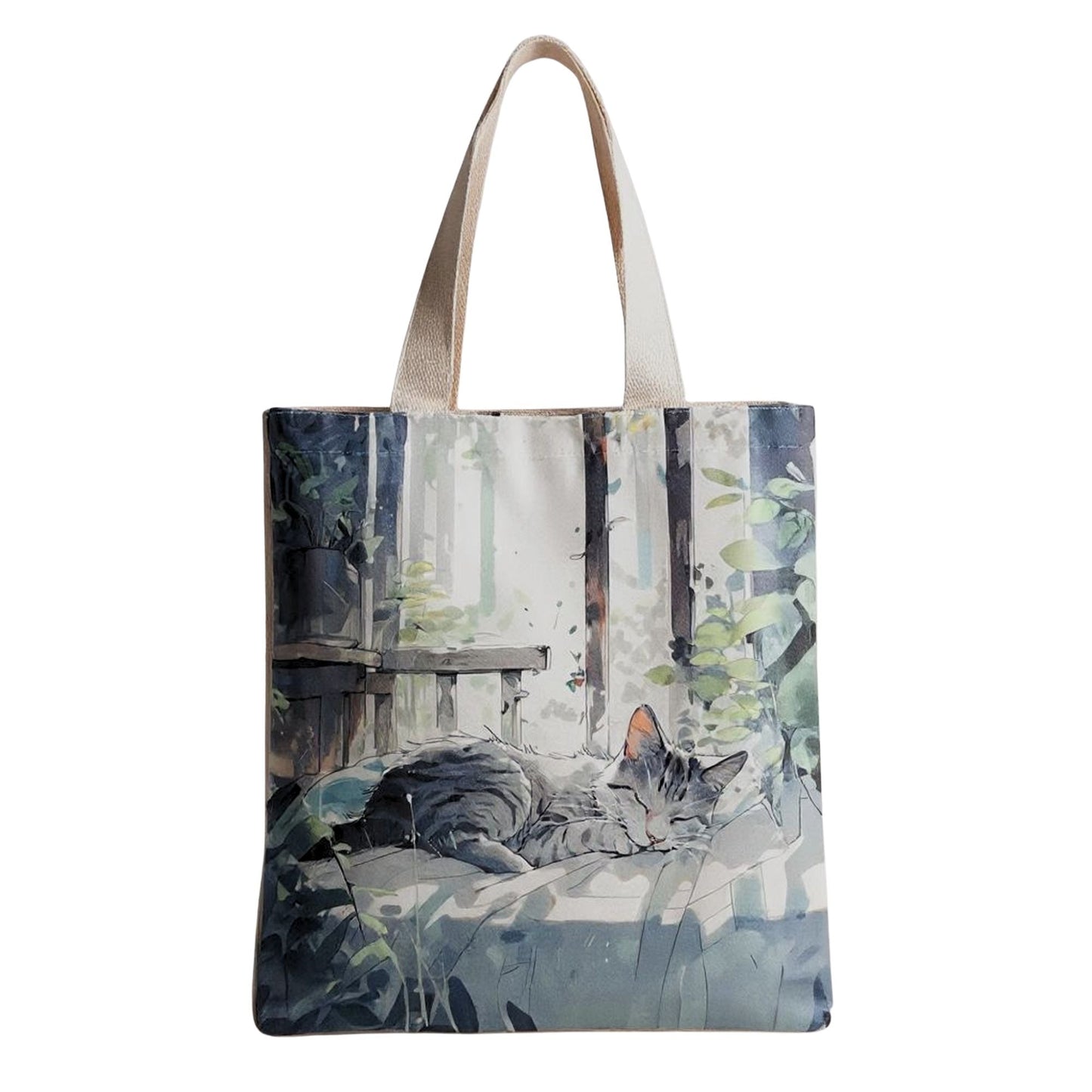 Women's Flannel Shoulder Bag Cute Cat Print Travel Tote