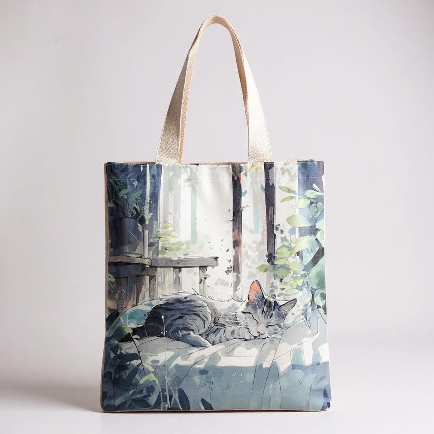 Women's Flannel Shoulder Bag Cute Cat Print Travel Tote
