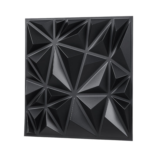 3D Wall Panels 33-Pack 11.81 x 11.81'' PVC 32 Sq.Ft Coverage Diamond Matte Black
