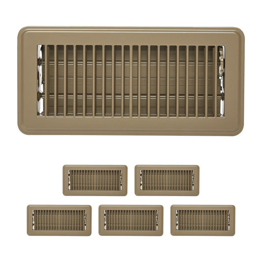 Floor Registers 4 x 10 Inch 6-Pack Iron Floor Vents for HVAC Vent Grilles Brown