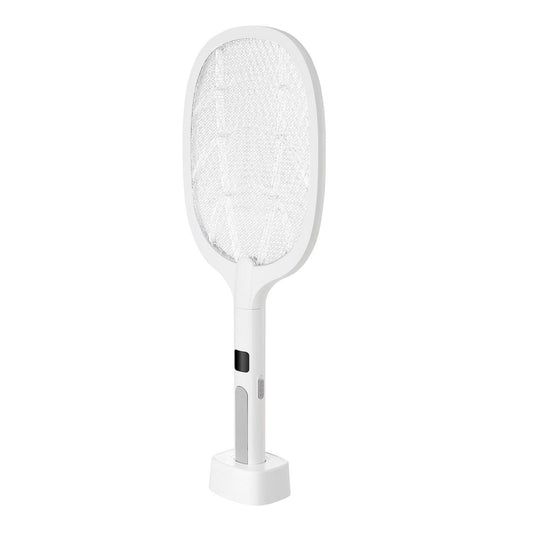 Electric Fly Swatter 3 Layers Mesh & Screen Display 1500mAh Battery White