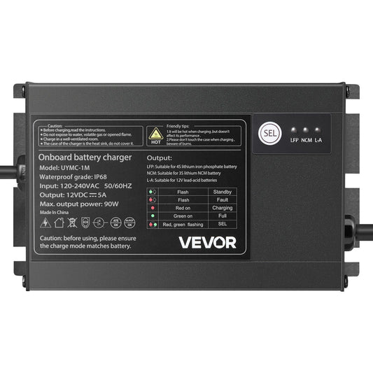 1-Bank 5A 12V Smart Marine Battery Charger Onboard IP68 Waterproof Boat RV Yacht