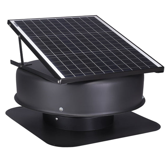 Solar Attic Fan, 40 W, 1230 CFM Large Air Flow Solar Roof Vent Fan, Low Noise and Weatherproof with 110V Smart Adapter, Ideal for Home, Greenhouse, Garage, Shop, RV, FCC Listed