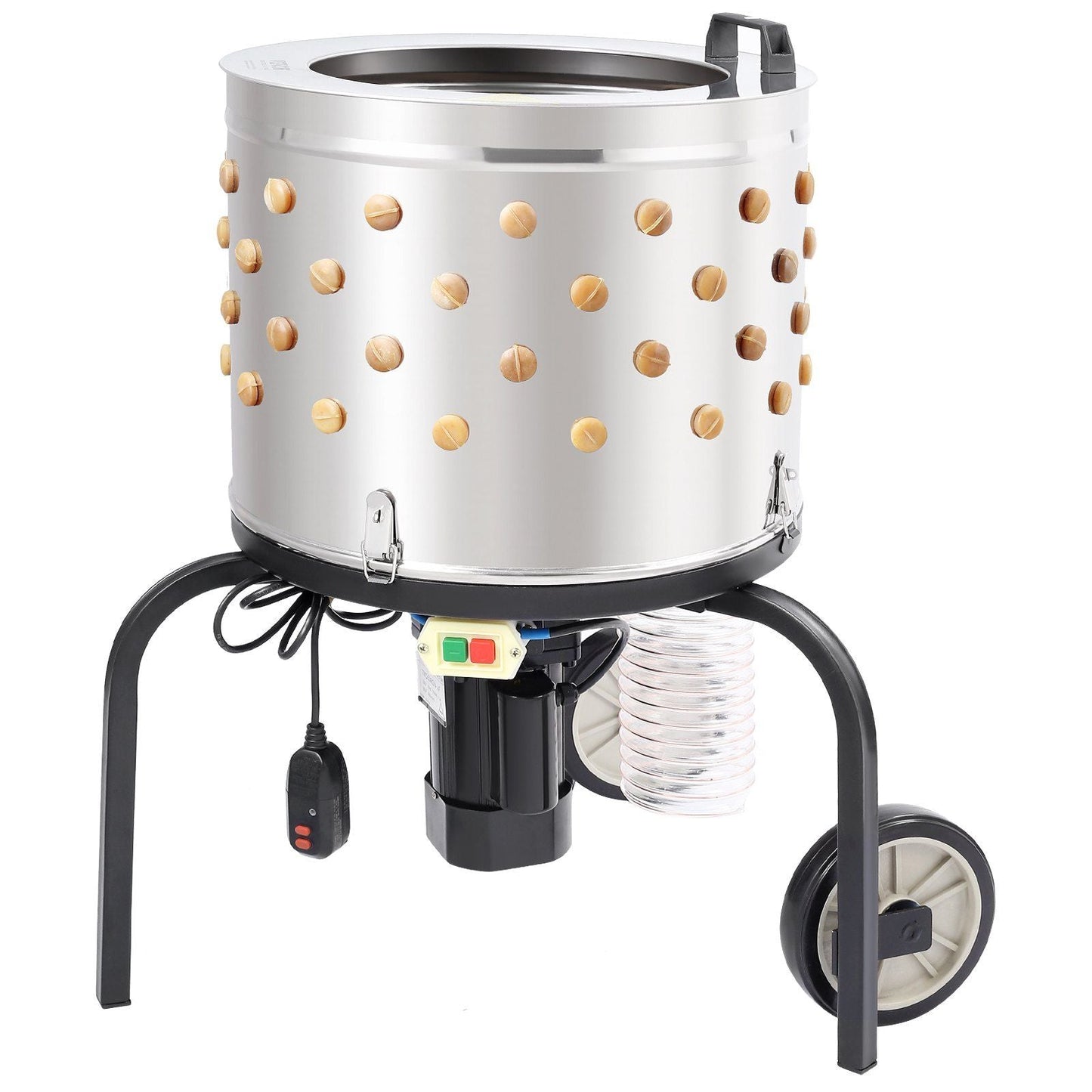 Chicken Plucker Machine, 20" Diameter Stainless Steel Drum De-Feather Remover Poultry, 280RPM Defeathering Equipment with 108 Soft Fingers, 500W Motor for Efficient Poultry Plucking