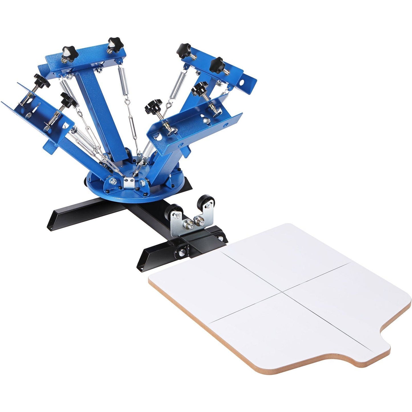 4 Color 1 Station Screen Printing Machine, 21.2x17.7in / 54x45cm Screen Printing Press 360° Rotable Silk, Double-Layer Positioning Pallet for T-Shirt DIY Printing
