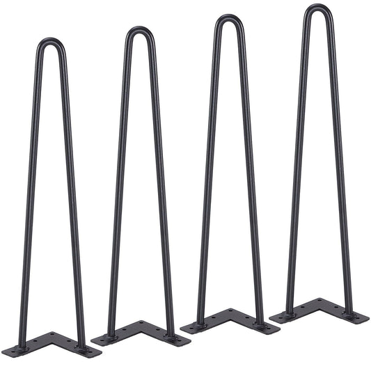 19" Hairpin Furniture Legs, Metal Home DIY Projects for Nightstand, Coffee Table, Desk, 500lbs Load Capacity with Rubber Floor Protectors, Metal Heavy Duty Sturdy Modern Table Legs, 4PCS Black