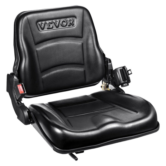 Universal Forklift Seat, Fold Down Tractor Seat with Adjustable Angle Back, Micro Switch and Retractable Seatbelt, 6.3-13.4 inch Slot Forklift Seat for Tractor Loader Excavator