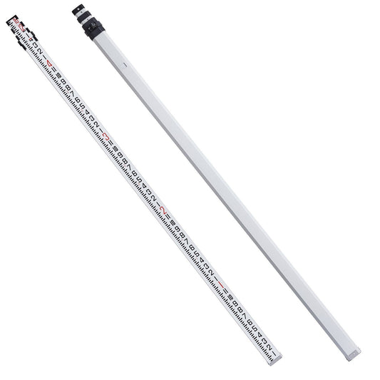 Aluminum Grade Rod, 16-Feet/8ths 4 Sections Telescopic Measuring Rod,Double-Sided Scale 1/8in Leveling Rod Stick,Aluminum Alloy Survey Rod with Bubble Level &Carrying Bag for Houses,Walls,Floors