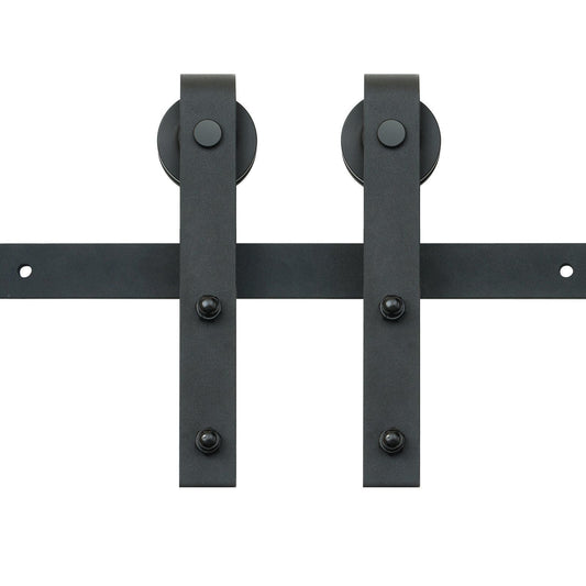 8FT Sliding Barn Door Hardware Kit, 330LBS Loading Heavy Duty Barn Door Track Kit for Single Door, Fit 3.7-4.3FT Wide and 1.3"-1.8" Thick Door Panel, with Smooth & Silent Pulley (J Shape)