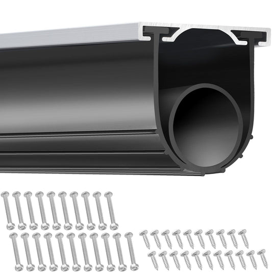 Garage Door Seals Bottom Rubber, U Shape +O Ring Combination Garage Door Weather Stripping with Pre-drilled Aluminum Track Retainer Kit, 5/16 inch T-ends and 3 3/4 inch Width (16 Ft, Black)