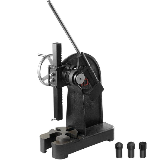 Arbor Press, 3 Ton Ratchet Type Arbor Press, Ratchet Leverage Arbor Press with Handwheel, 12.2" Maximum Height, Cast Iron Manual Desktop Punch Press, for Stamping, Bending, Stretching, Forming
