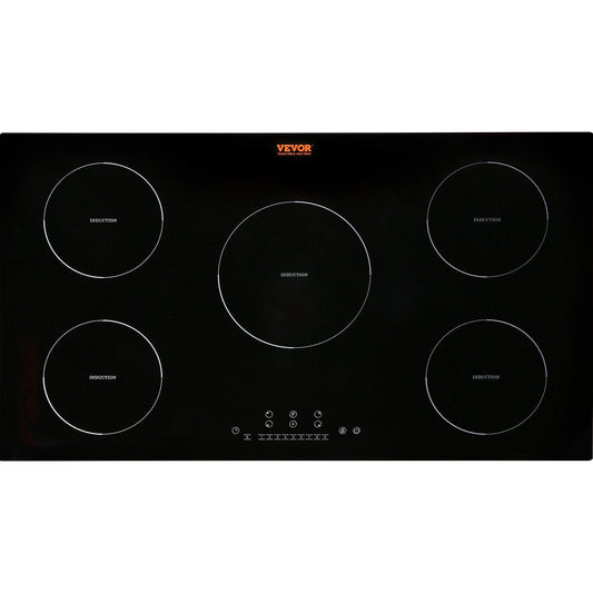 Electric Cooktop, 5 Burners, 36'' Induction Stove Top, Built-in Magnetic Cooktop 9200W, 9 Heating Level Multifunctional Burner, LED Touch Screen w/ Child Lock & Over-Temperature Protection