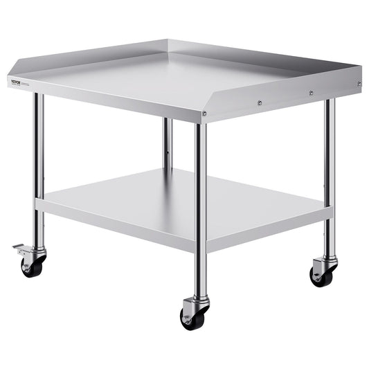 Stainless Steel Work Table, 30 x 36 x 30 Inch Commercial Food Prep Worktable with 4 Wheels, Casters, 3-Sided Backsplash Heavy Duty Prep Worktable, Metal Work Table for Restaurant Home Hotel