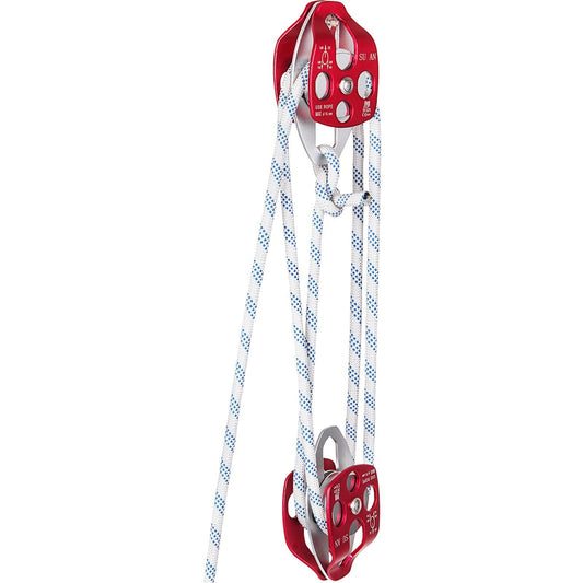 Twin Sheave Block and Tackle 1/2" x 200Ft Twin Sheave Block with Braid Rope 30-35KN 6600-7705LBS Double Pulley Rigging