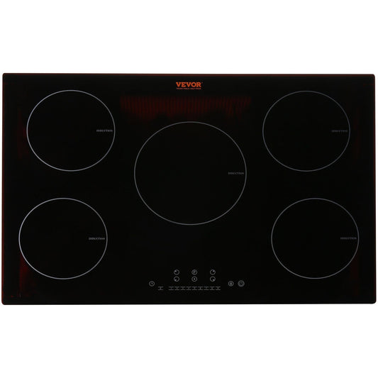 Electric Cooktop, 5 Burners, 30'' Induction Stove Top, Built-in Magnetic Cooktop 9200W, 9 Heating Level Multifunctional Burner, LED Touch Screen w/ Child Lock & Over-Temperature Protection