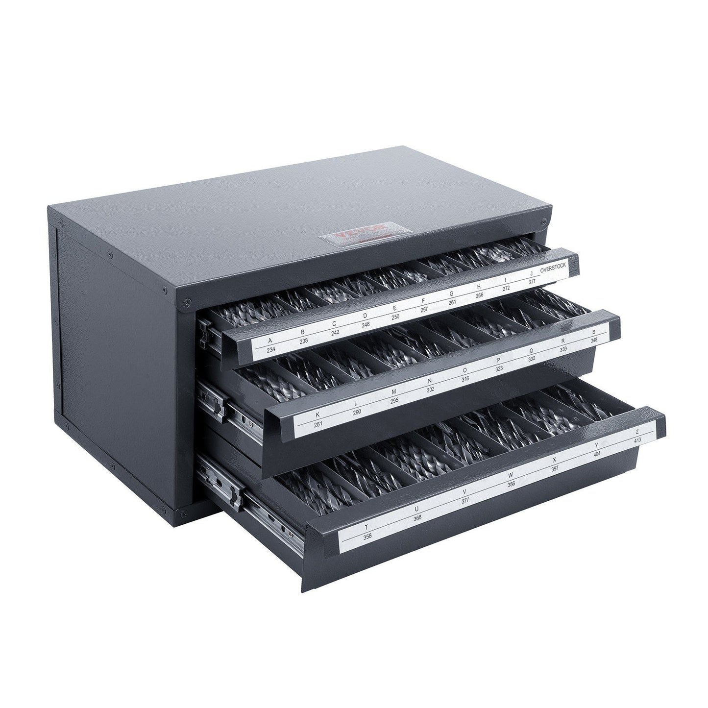 Drill Bit Dispenser Cabinet, Three-Drawer Drill Bit Organizer Cabinet for A to Z, Steel Drill Dispenser Organizer Cabinet with Labels, Stackable Drill Dispenser for Drill Bit Storage