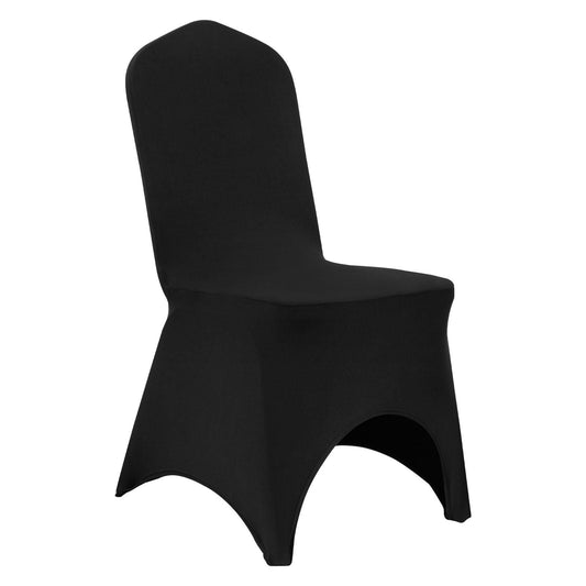 50 Pcs Black Chair Covers Polyester Spandex Stretch Slipcovers for Wedding Party Dining Banquet Arched-Front Chair Covers