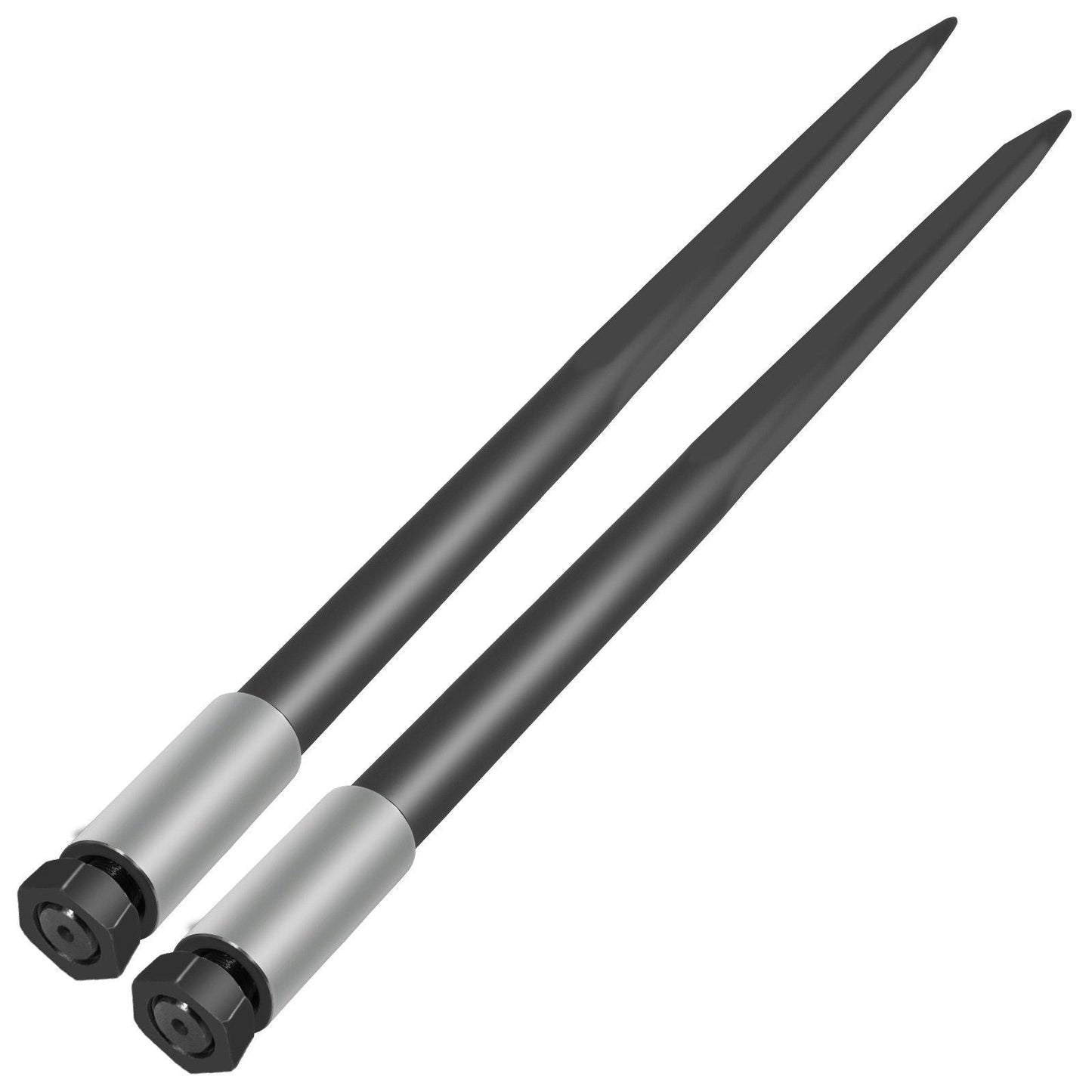 Hay Spear Spears 49" Hay Bale Spear Spike, 4000 lbs Capacity Quick Attach Square Hay Bale Spears, 2 Pics Black Bale Forks, Bale Hay Spike with Hex Nut & Sleeve for Buckets Tractors Loaders