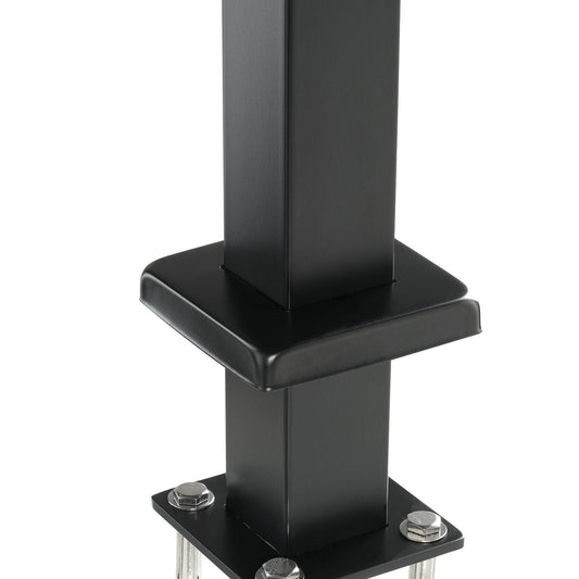 Cable Railing Post, 36" x 2" x 2" Steel Level Deck Railing Post Without Holes, SUS304 Stainless Steel Cable Rail Post, Stair Handrail Post with Horizontal and Curved Bracket, 1-Pack, Black