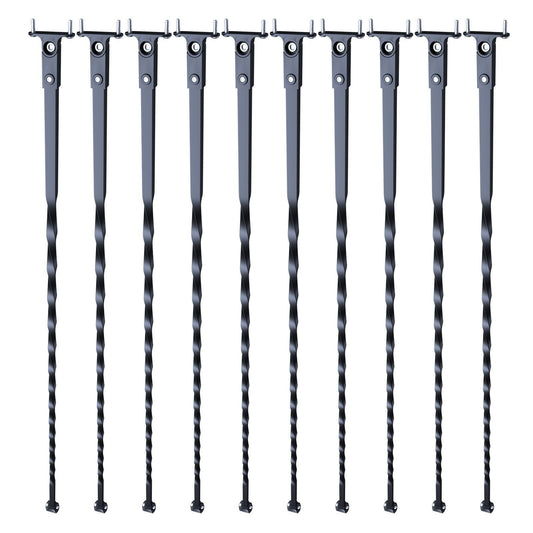 Staircase Metal Balusters, 44'' x 1/2" Galvanized Steel Decorative Banister Spindles, 10 Pack Deck Baluster with Hollow Twists, Satin Black Spiral Stair Railing with Shoes & Screws