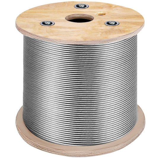3/16 Inch 7x19 Stainless Steel Aircraft Cable Reel 500FT Stainless Steel Cable T304 Wire Rope Winch Cable Replacement (T304)