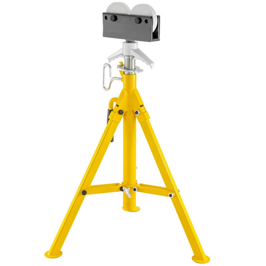 0.5-12 inch Roller Pipe Stand Adjustable Height 32"-55" Pipe 2500Lb Capacity Jack Stands Folding Portable High Folding Pipe Stand with Roller Head Fold A Trailer Jacks