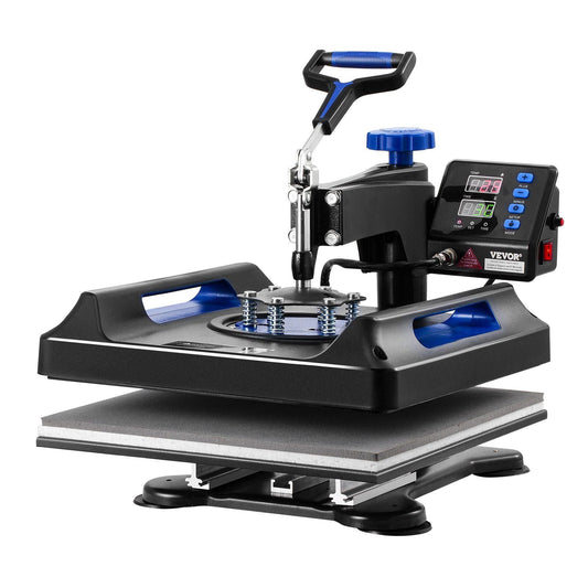 8 in 1 Heat Press Machine 15x15 in 30oz Tumbler Press T-Shirts Black+Blue
