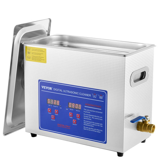 Commercial Ultrasonic Cleaner 6L Professional Ultrasonic Cleaner 40kHz with Digital Timer&Heater 110V Excellent Cleaning Machine for Watch Instruments Industrial Parts Excellent Cleaner Solution
