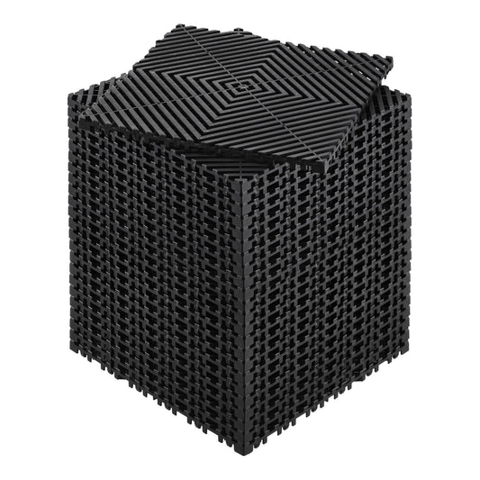 Interlocking Drainage Mat, 12'x12' Modular Interlocking Cushion Durable PP Material, 24 Pcs Splicing Drainage Mats, Non-Slip Drainage Floor Tile and Shower Mat, for Garage, Outdoor, Black