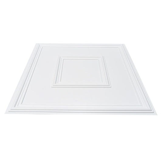 Ceiling Tiles 12-Pack 24 x 24 in PVC Easy Installation White Geometric