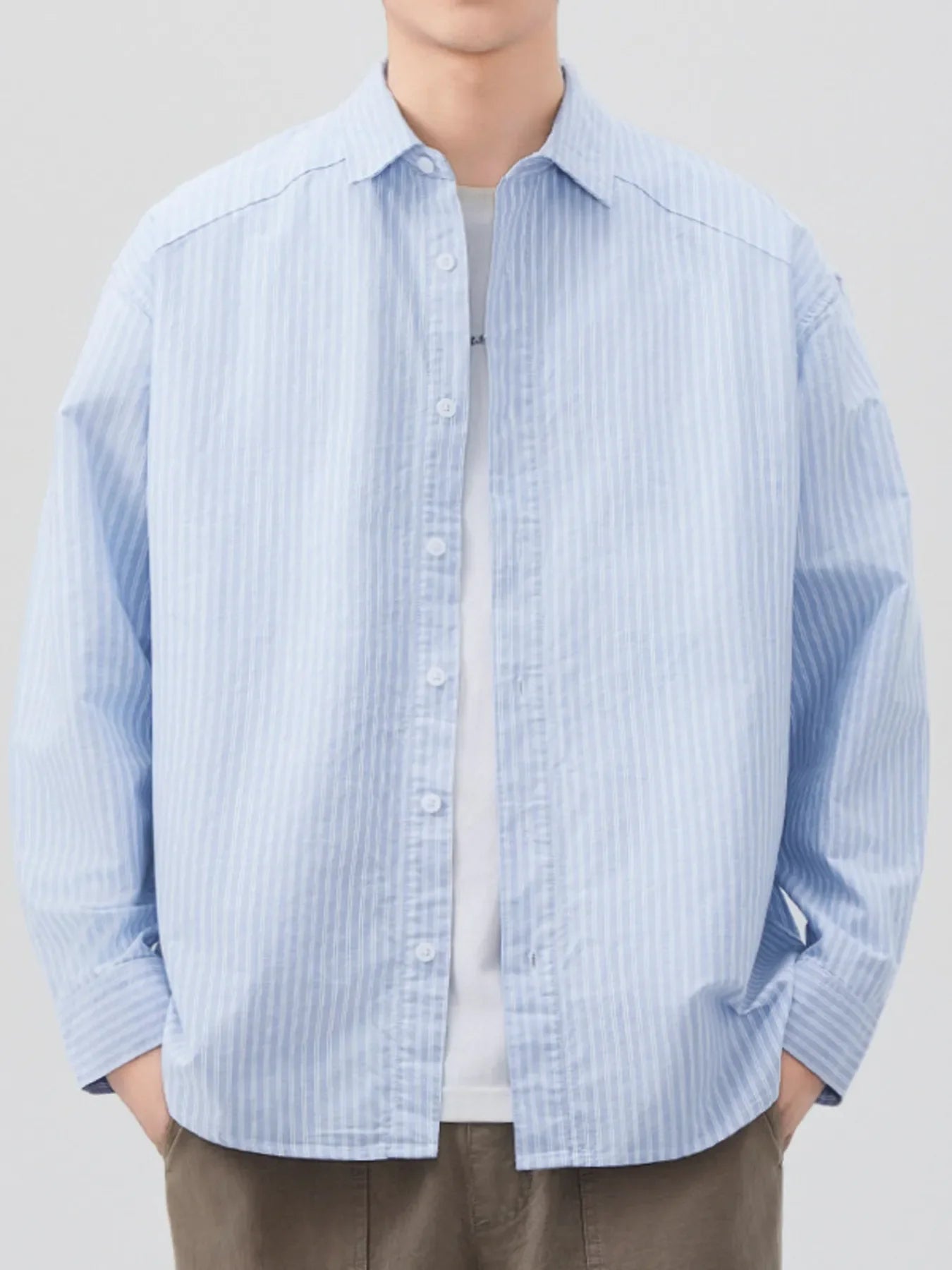 Men's Plus Size Casual Striped Long Sleeve Shirt