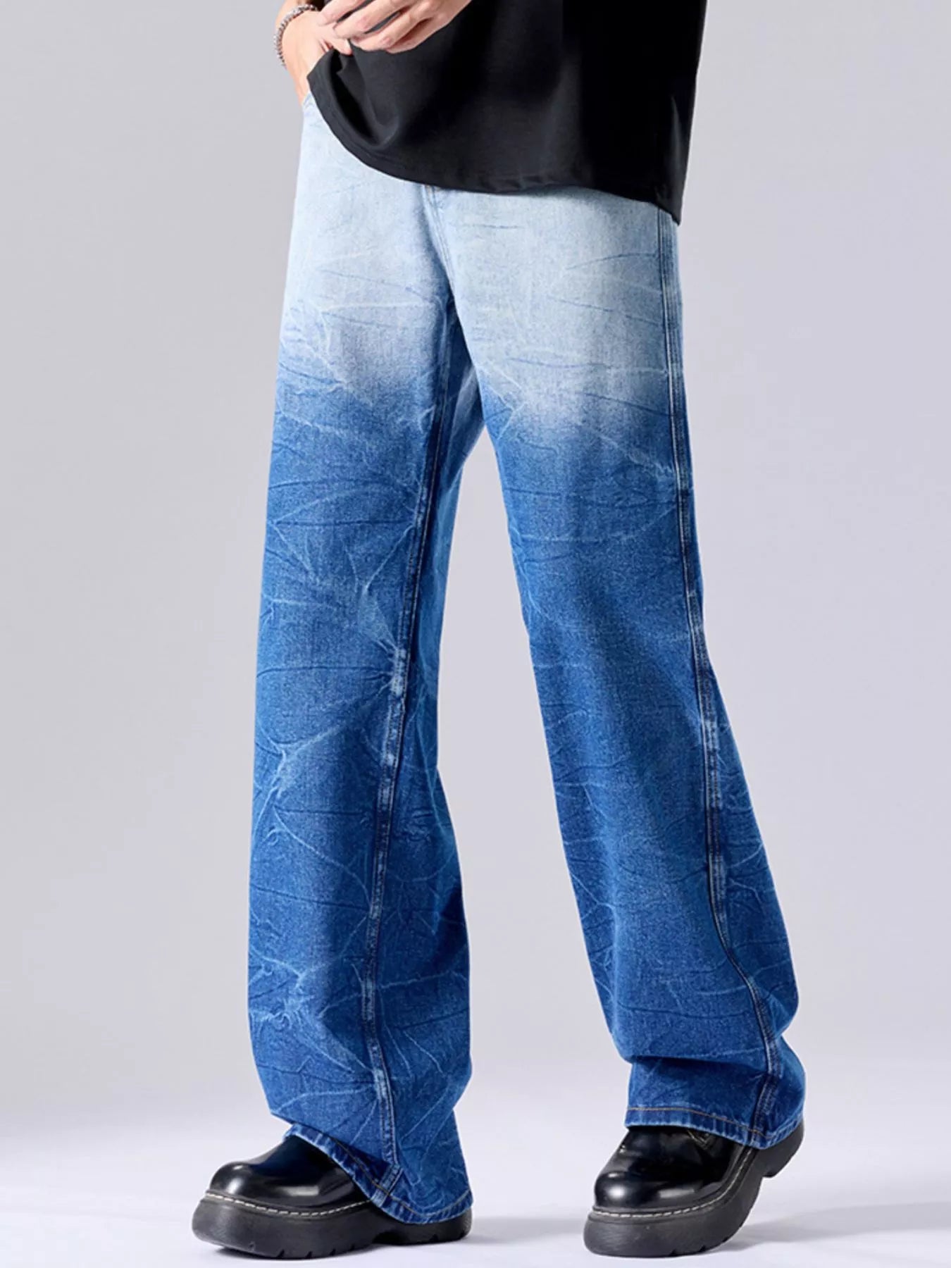 Men's Full Size Ombre Wash Wide Leg Jeans Plus Size
