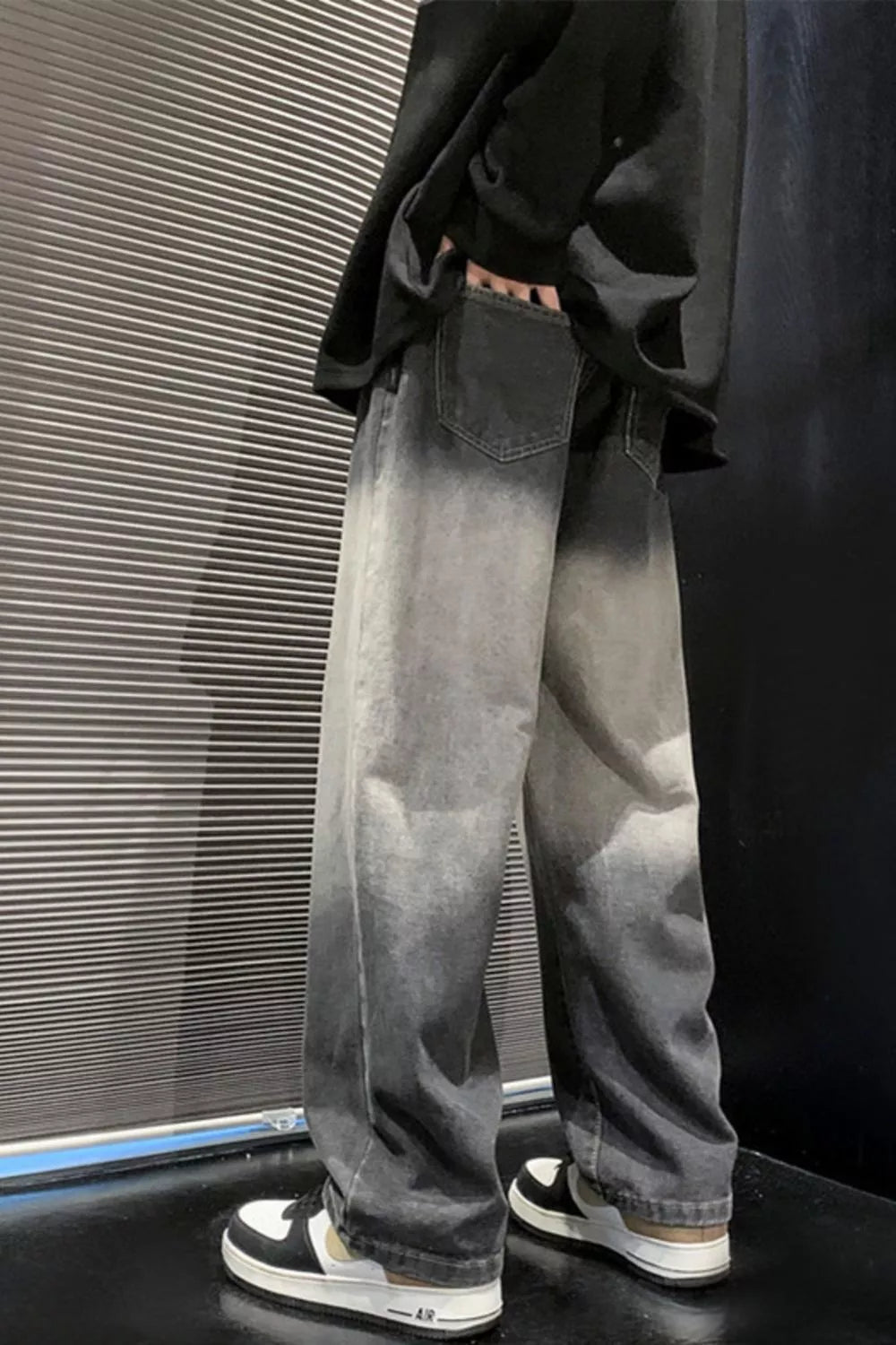 Men's Full Size Gradient Wash Loose Fit Jeans Plus Size