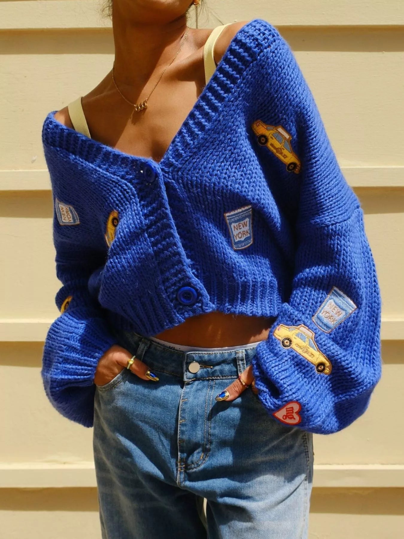 Embroidered Button Up Cardigan