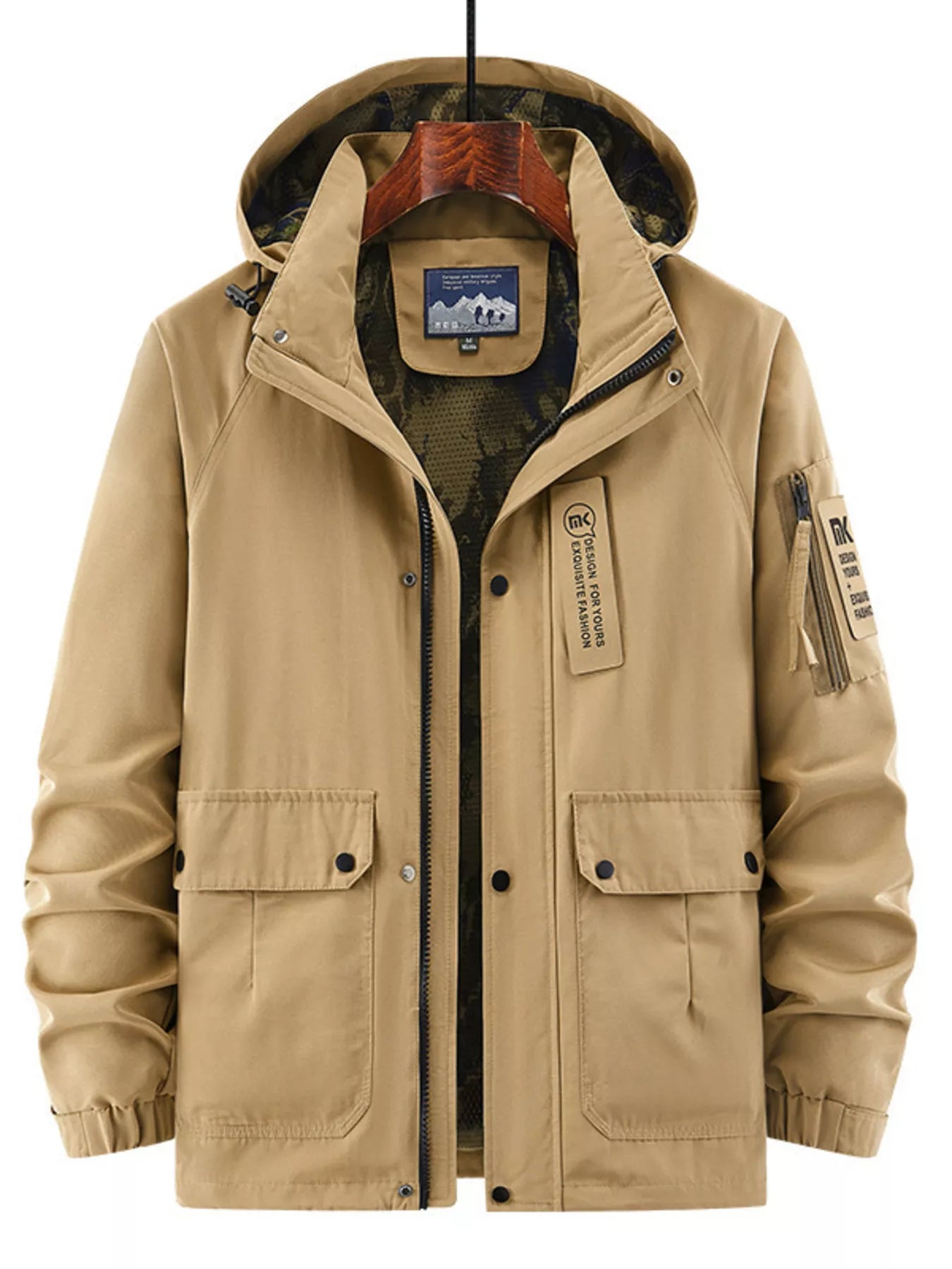 Men's Plus Size Hooded Zip Up Outdoor Jacket