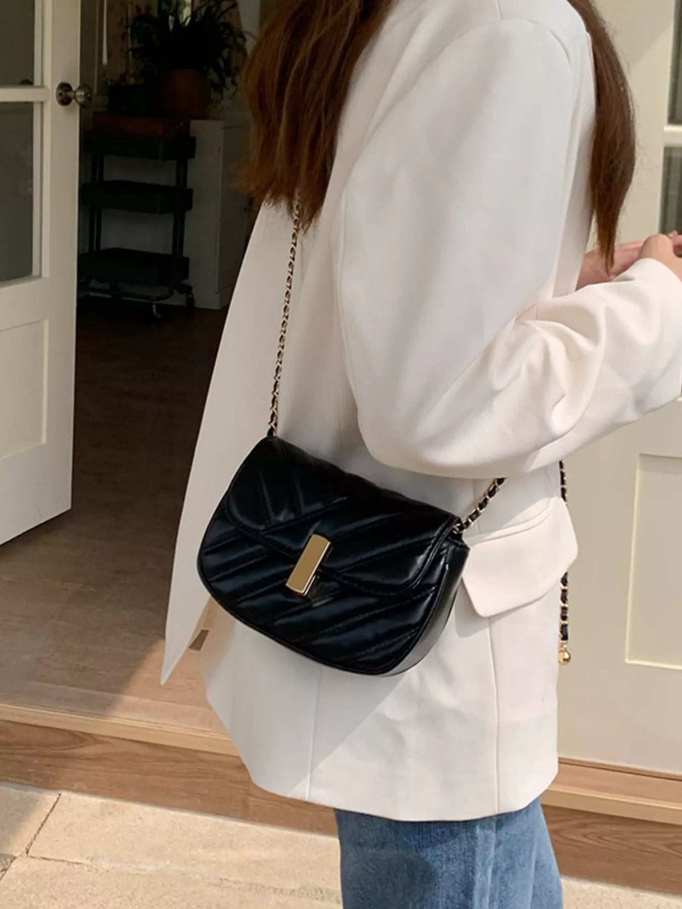 Quilted Flap Chain Crossbody Bag