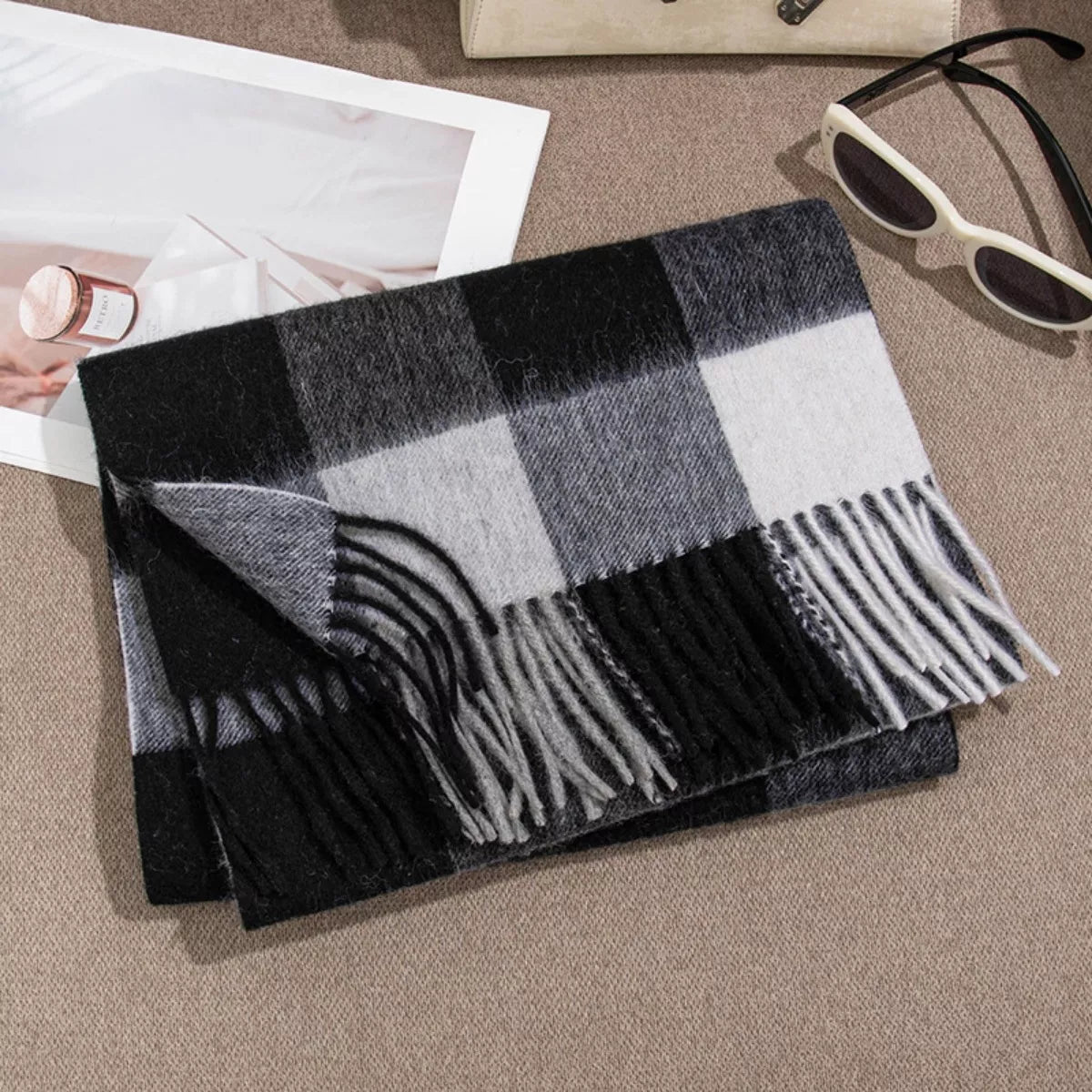 Plaid Fringe Scarf