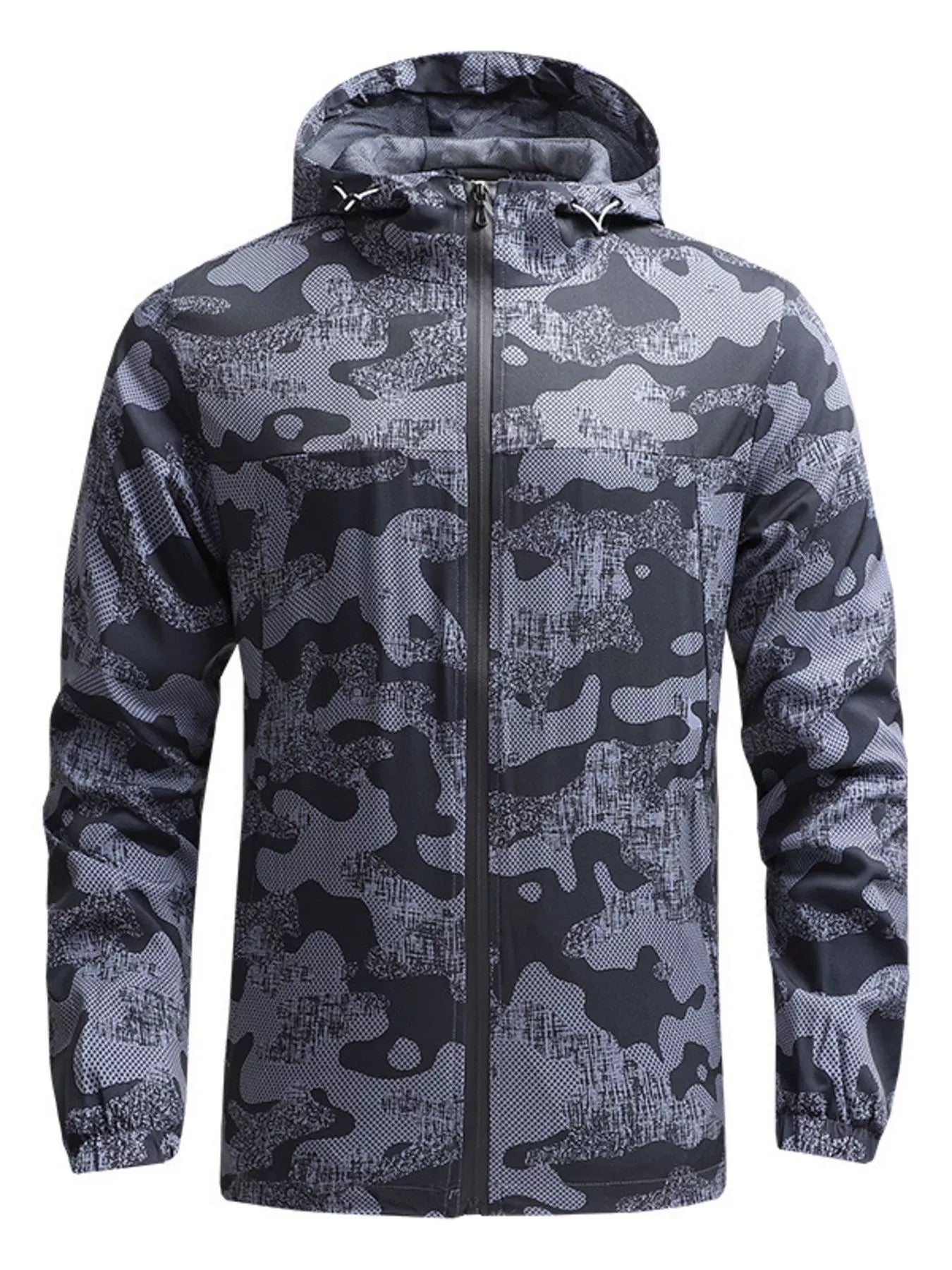 Men's Full Size Camouflage Lightweight Hooded Jacket Plus Size