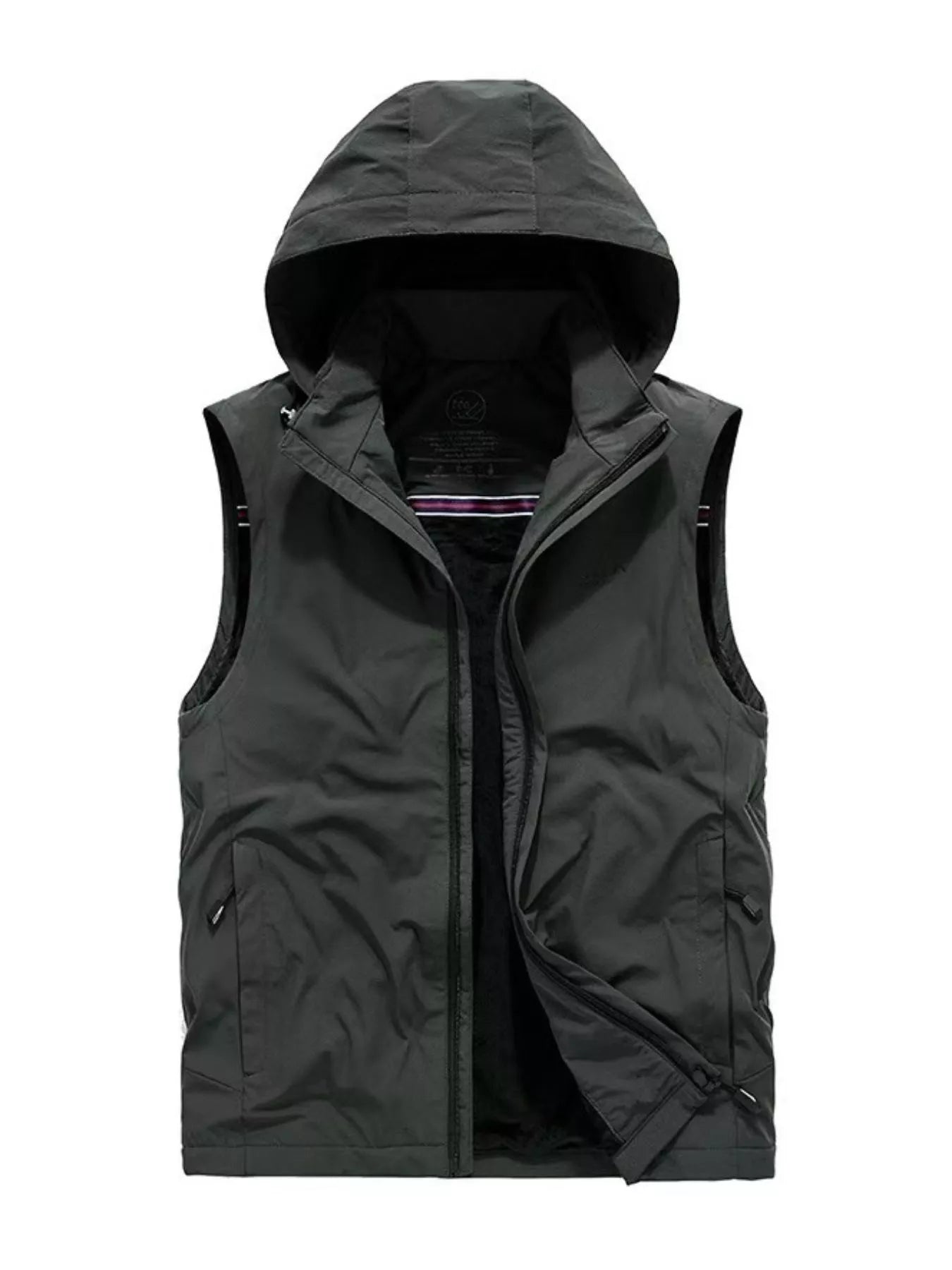 Men's Plus Size Hooded Zip Up Vest