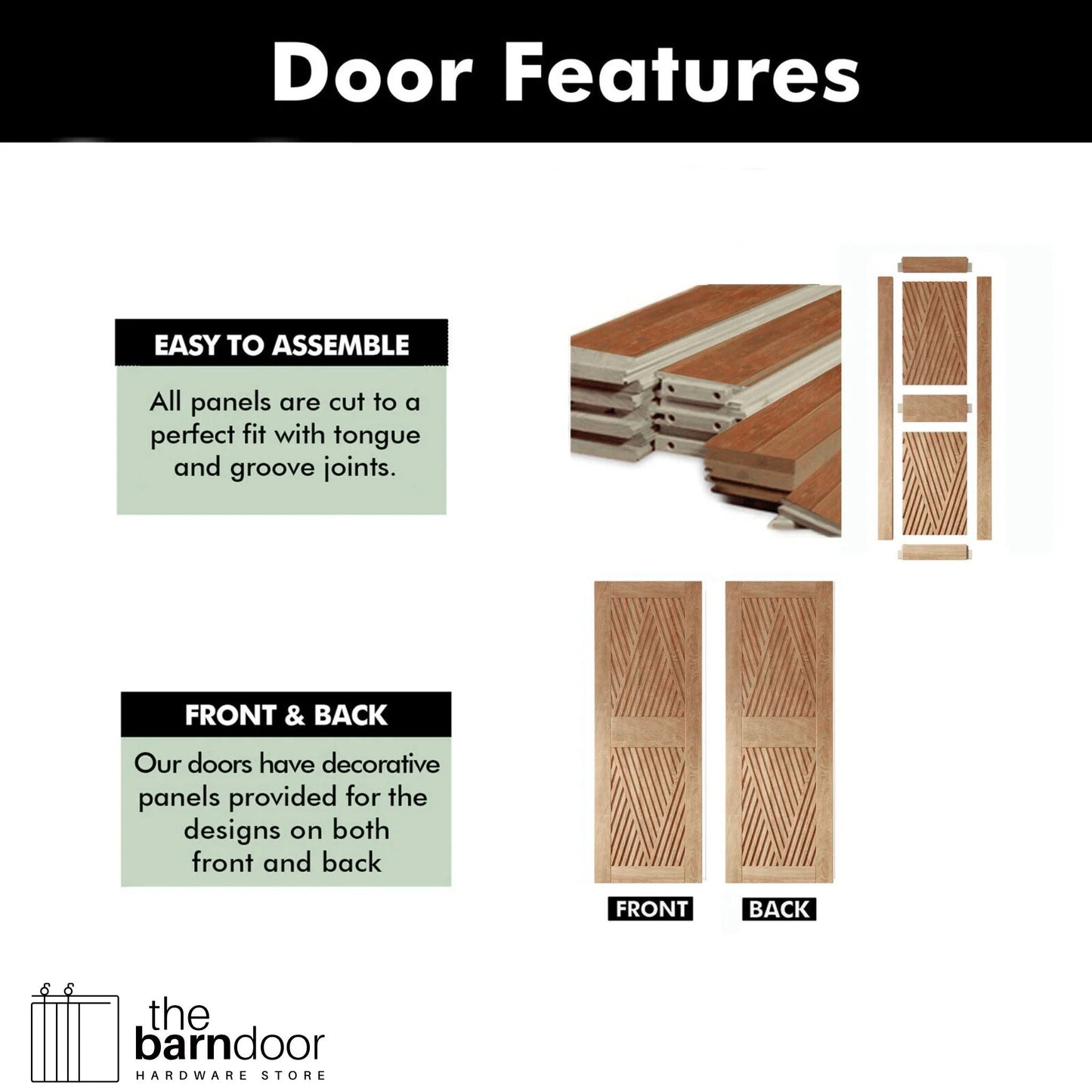 Diamond Pattern Barn Door Kit | Black Hardware