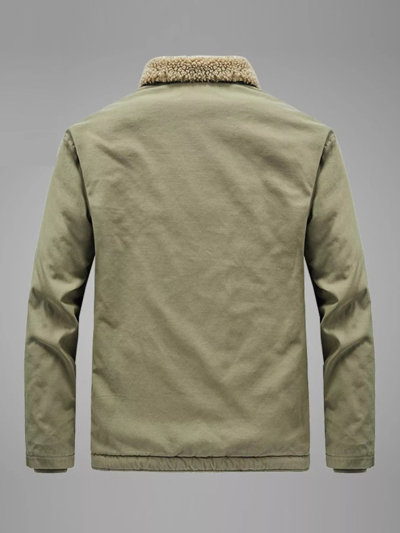 Men's Plus Size Sherpa Collar Button Up Jacket