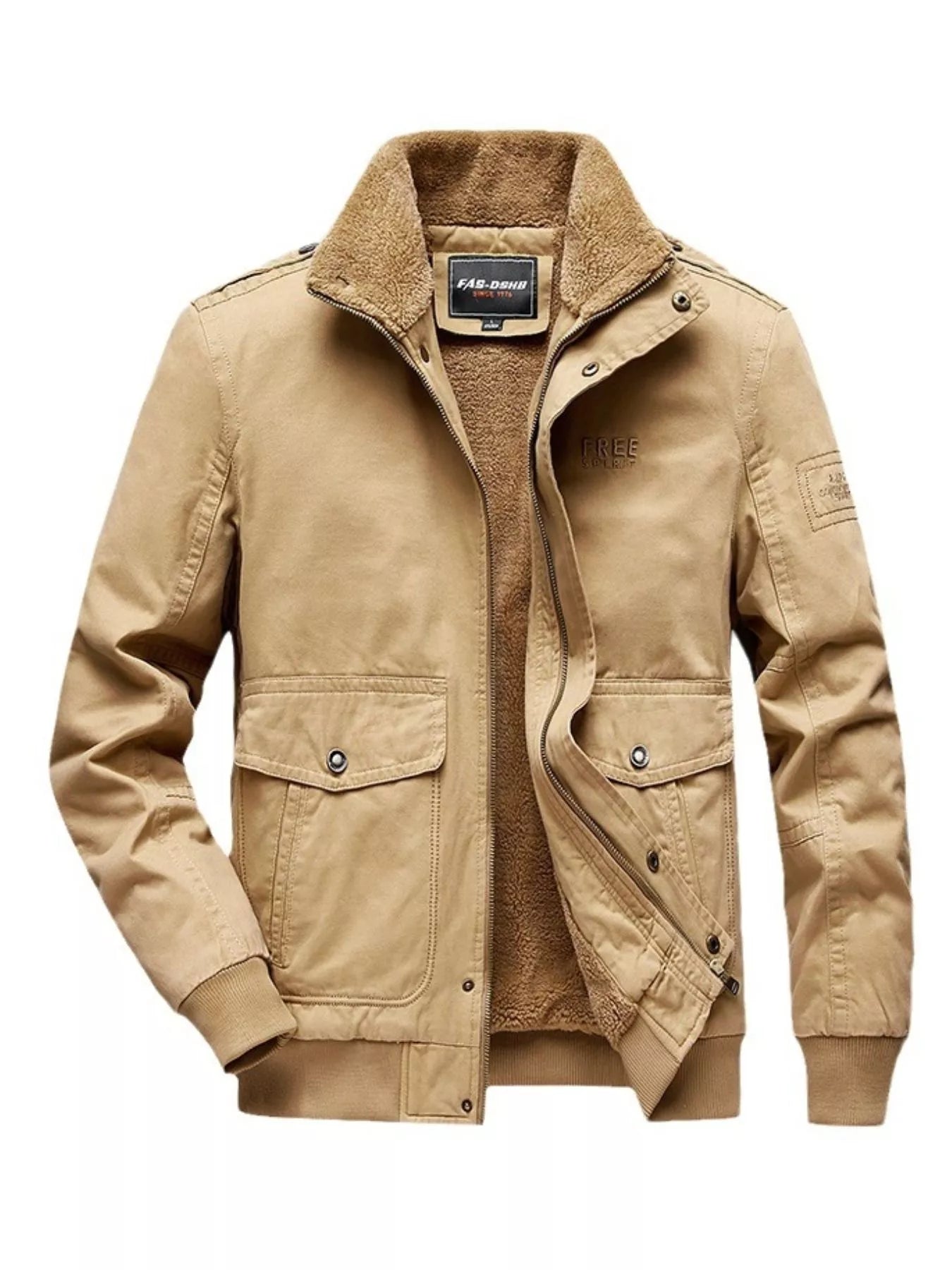 Men's Plus Size Warm Fleece Lined Zip Up Jacket
