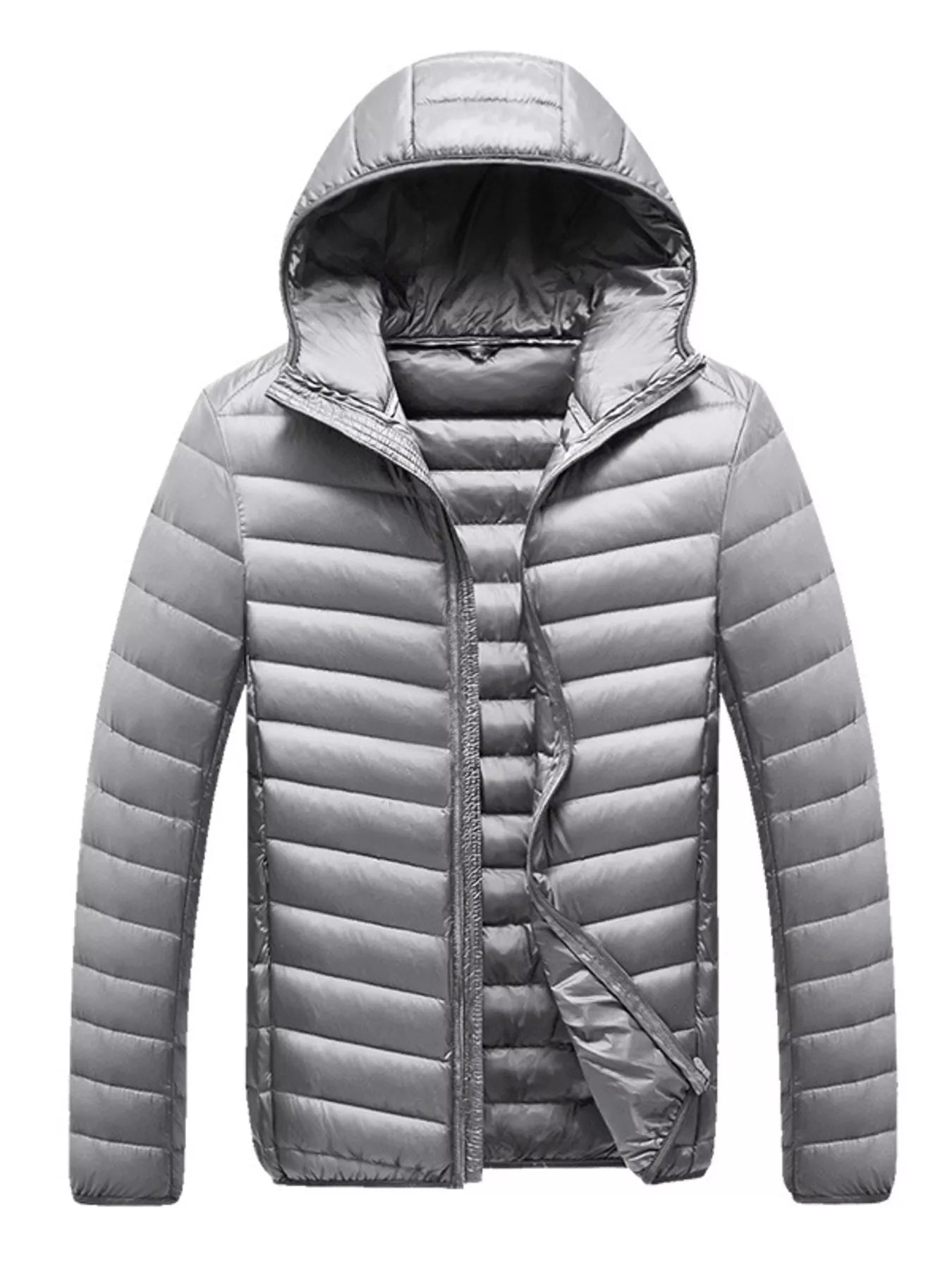 Men's Plus Size Lightweight Hooded Puffer Jacket